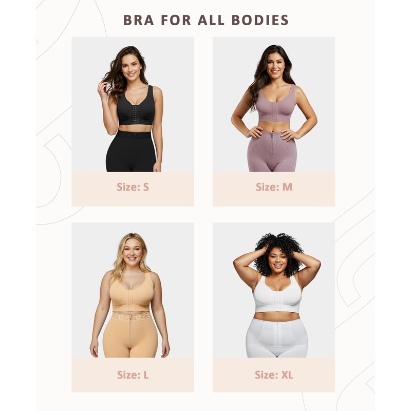 FeelinGirl Post Surgery Bra Front Closure Compression Bra Wirefree Mastectomy