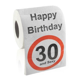 Funny Birthday Toilet Paper - Gag Gift Roll with Hilarious Prints for 30th Milestone Birthdays - Great Prank Decoration for Party Supplies - Premium 3 Ply Tissue for Men Women Friends Family