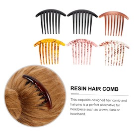 FRCOLOR 6pc Mixed Color Resin Hair Comb Bun Comb Slides Accessory for Women Hair Styling