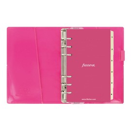 Filofax Domino Patent Organizer, Personal Size, Hot Pink - High-Gloss, Contemporary, Six Rings, Week-to-View Calendar Diary, Multilingual, 2025 (C022481-25)