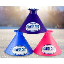 SCRAPER CONE®️ 3 Pack The Original Ice Scraper, Snow Removal Made in The USA Magical Frost Removal Funnel Shaped Cleaning Tool Car Windshield Deicer Magic Scrapers Instascrape Round Shovel Brush