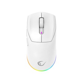 Rampage Prote M5 Wireless & Wired Gaming Mouse – 24000 DPI, RGB Backlight, 6 Programmable Buttons, BT/2.4GHz/Wired, Ergonomic Design, 400mAh Battery, Macro Support (White)