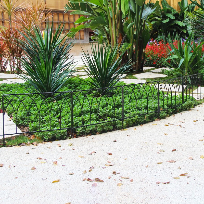 SCENDOR 5 Pack Decorative Fence Metal Garden Fence 16in x