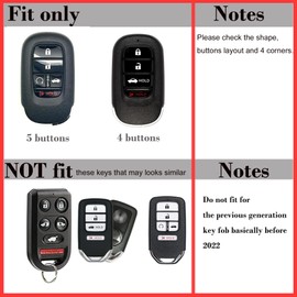 2-Layers Hybrid Combo Carbon Key Fob Cover + Keychain for 2022 2023 2024 2025 Honda Civic Accord CR-V HR-V V Pilot SI EX EX-L Touring Type R