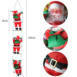 Santa Ladder Heliltd Christmas Tree Ornament Santa Claus Doll for Christmas Party Hanging Decoration 3 Persons 105cm Length