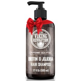 Viking Revolution Biotin Mens Shampoo - Eucalyptus and Peppermint With Jojoba Oil and Mint Oil - Hair Loss Treatment for Men With Thinning Hair (17 Oz)