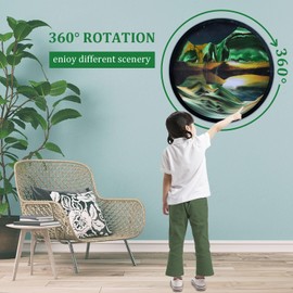 Heuanpte 17.3" Moving Sand Art, 3D Sand Wall Art Sand Art Wall Mounted Rotate Sculpture, 360° Rotate Sand Art Kits Glass Crafts Solid Wood Frame for Relaxing Mood Living Room Decoration,D