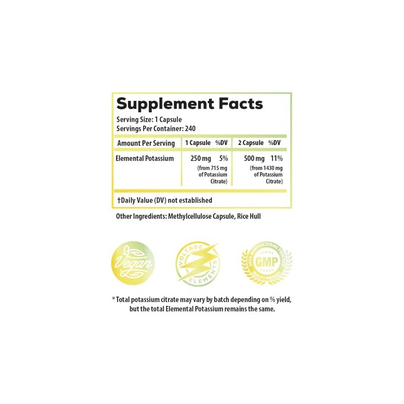 Ideal Infusion Citrato de potasio de Voltage Elements 1430 mg: