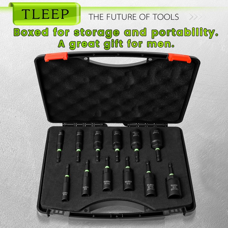 TLEEP Deep Nut Driver Set for Impact Drill w/Wing Nut