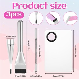 JJUNW Make Up Palette, 3-Piece Stainless Steel Make Up Mixing Palette Set with Spatula and Foundation Brush, Cosmetic Mixing Palette for Mixing Foundation