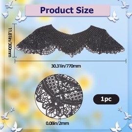 GORGECRAFT 30.3x11 Inch Embroidered Lace Neckline Neck Collar Floral Lace False Collar Detachable Neckline Trim Black Hollow Out Clothes Applique for Women Sewing Craft Supplies Garment Accessories