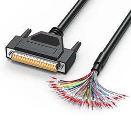 JUXINICE DB37 to Bare Wire with DB37 Cable 26AWG-3.3FT, D-SUB 37-Pin Connector to Single End Terminated Multicore 37 Wire with Terminal-Black