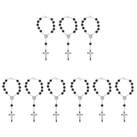 Kisangel 3sets Rosary Bracelet Round Beaded Bangle Christian Bangle Cross Wrist Chain Spiritual Present 3pcs*3