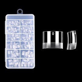 Extra Short Square Nail Tips, 240pcs Half Matte Square French Nail Tips Short Half Cover Fake Nails, 12 Sizes No C Curve Nails Tips for Acrylic Nails Professional at Home DIY and Nail Salons