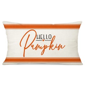 Ohok Decorative Autumn Cushion Cover, 30 x 50 cm, Polyester Linen Pumpkin Motif Decorative Cushion Covers, Decorative Sofa Cushion, Couch Cushion Cover Set for Bedroom, Living Room, Sofa, Couch, Car