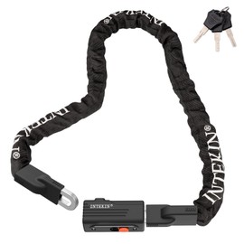INTEKIN Anti-Theft Heavy Duty Bike Lock, 4FT, Black, Key Lock, Portable, Wide Application