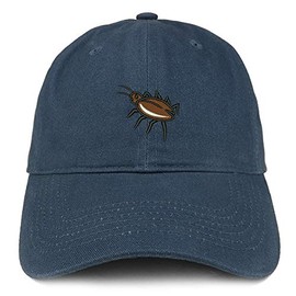 Trendy Apparel Shop Cockroach Embroidered Soft Crown 100% Brushed Cotton Cap - Navy
