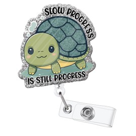 Funny Turtle Badge Reel, Cute Pediatric Badge Reel, Retractable RN Nurse Badge Holder, Nursing Student ID Badge Clip, Slow Progress Nurse Badge Reels, CNA MA Medical Worker Nurse Accessories for Work