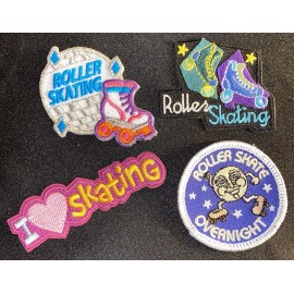 Unbranded Lot of 4 Roller Skate Appliqué Sew Patches Fantastic Fun Roller Skating Patches