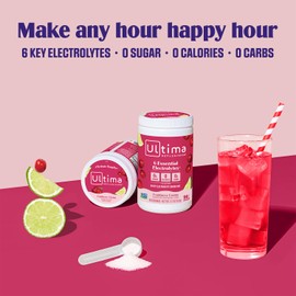Ultima Replenisher Ultima Replenisher Daily Electrolyte Powder Drink Mix C Cranberry Cosmo, 90 Servings C Hydration Powder with 6 Key Electrolytes and Trace Minerals C Keto Friendly, Non-GMO and Sugar-Free