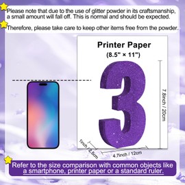 TONIFUL 7.8 Inch Purple Glitter Number 9 Wooden Table Centerpiece Purple Birthday Party Decorations,Digit 9 for Birthday,Chrismas,Graduation,Halloween,New Year,Anniversary Party Supplies(1 Pack)