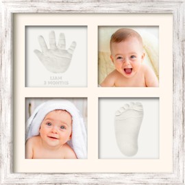 Baby Hand and Footprint Kit - Baby Footprint Kit, Baby Hand & Footprint Makers, Newborn Baby Handprint Footprint Keepsake Frame, Baby Registry Search, Baby Girl Gifts, Baby Boy Gifts (Vintage White)