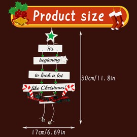 Thyonta 2 Pcs Wooden Christmas Ornaments Holiday Decor Christmas Tree and Letter Shaped Hanging Decorations Eco-Friendly Material for Window Displays and Scene Settings
