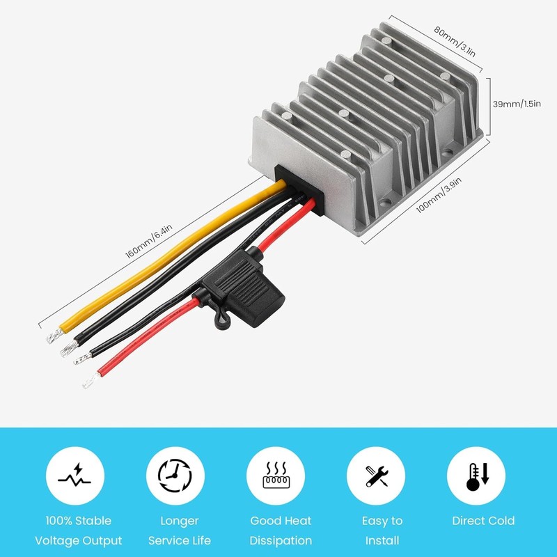 YABOANG DC-DC converter, voltage converter 24V to 12V 40A 480W