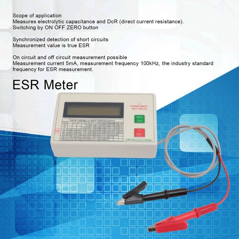 ESR Meter Accurate Smart Shutdown Function Portable ESR Capacitance Tester