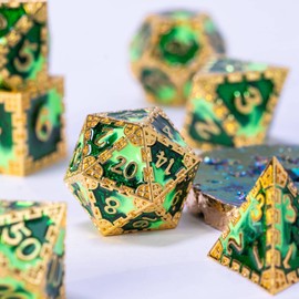 UDIXI Metal Dice Set D&D, 7PCS DND Polyhedral Dice Set Dragon d and d Dice Green for Dungeons and Dragons Role Playing Game RPG MTG and Other Tabletop Game (Green-Mint Green)