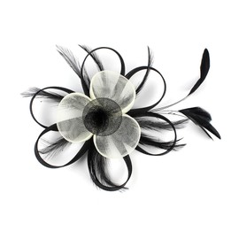 Flapper Headband Roaring 20s Headpieces Flapper Accessory Fascinators for Women Great Gatsby 1920s Headbands Vintage Headpiece Hair Clip C53-Black White