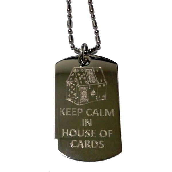 Hat Shark Keep Calm in House of Cards - Military Dog Tag, Luggage Tag Metal Chain Necklace
