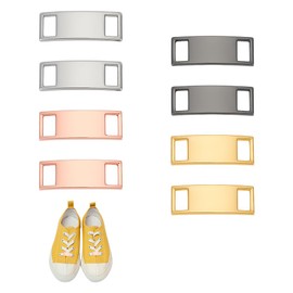 UNICRAFTALE Pack of 8 4 Colours Rectangular Label for Shoelaces Shoe Decoration Charms Curved Rectangle Individual Name Plate with Words Blank Label Shoe Buckles Sneaker Charms, Non-precious metal
