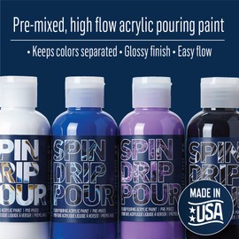 FolkArt, Galaxy Drizzle Pre-Mixed Acrylic Set, Set of 4 Premium High Gloss Finish Fluid Pouring Paints Perfect for Indoor & Outdoor Arts and Crafts Projects, 50415