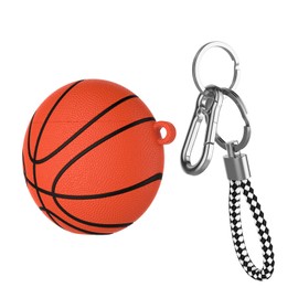 Tiflook for Airpod Case, Cool Design Sports Cute Funny Basketball Round Hard PC Plastic Airpods Case Cover with Keychain Key Ring Lanyard Compatible with Airpods 2 & 1, Brown