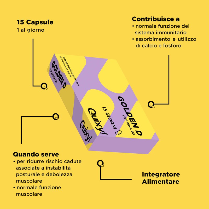 Quixy - Golden D Integratore Ossa e Muscoli, Forza e