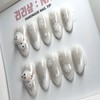 Cozy Snowman Handmade Nail Tips - Short Ballerina / 포근포근
