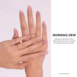 NAILOG Semi Cured Gel Nail Wrap, 34 Pieces Salon Quality Gel Nail Stickers, Long Lasting Nail Wraps for Women with Soft Gel Finish, Morning Dew