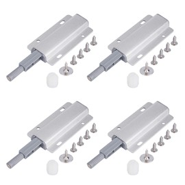 Door Opener, Magnetic Push to Open Door Closer, Pressure Door Opener, Strong Damper Buffer for Drawer, Cupboard Door, Sliding Roof, Silver, Pack of 4