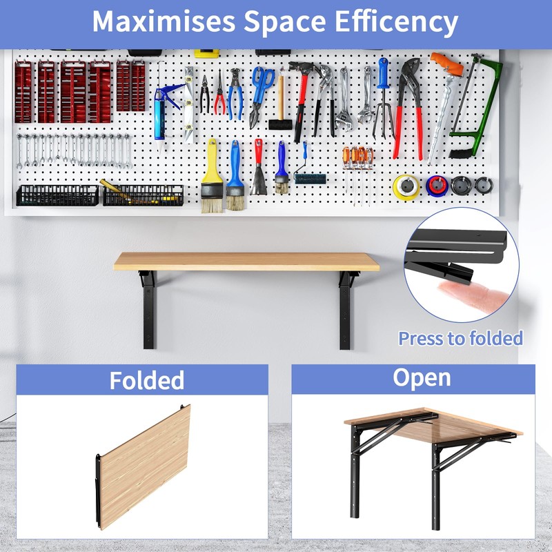 LSK 24 Inch Folding Shelf Brackets, Heavy Duty Collapsible Shelf