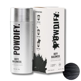 POWDIFY Hair Building Fibres, 28g - Achieve Instant Volume, Natural-Looking Coverage, and Effortlessly Defy Thinning Hair for a Fuller, Thicker Appearance in Seconds (Black)
