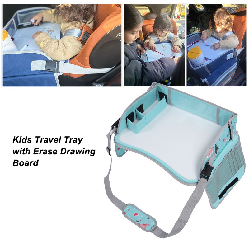 Kids Travel Tray Erasable Drawing Board Organization Pockets Activity Essentials