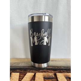 Maverick Advantage Baseball Mom Tumbler - 20 oz Black w/ Sliding Lock Lid Gift