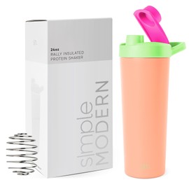 Simple Modern - Botella coctelera de acero inoxidable con bola de 24 onzas | Taza aislada de metal para mezclas de proteínas, batidos y pre entrenamiento, colección Rally | Zesty Mix