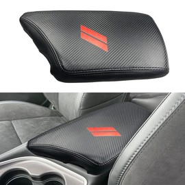 LEXLEY For Dodge 2015-2023 Challenger Interior Accessories Hash Mark Center Console Pad Waterproof Anti-Scratch Leather Protector Covers Armrest Box Cover-Carbon fiber
