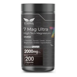 Seven mag ultra 7 tipos de magnesio 200 capsulas 2000mg por porcion con l treonato citrato glicinato de magnesio Eternal Nutrition