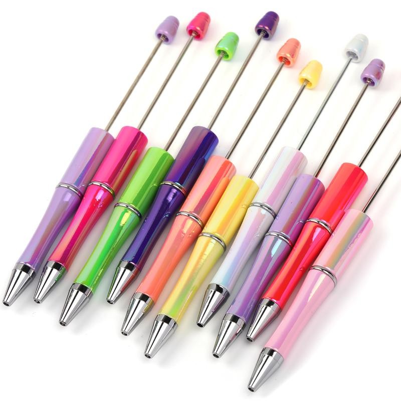 【P159】10pcs Opal Print Plastic Beadable Pen Bead Pens Ballpoint:_#5 Pink