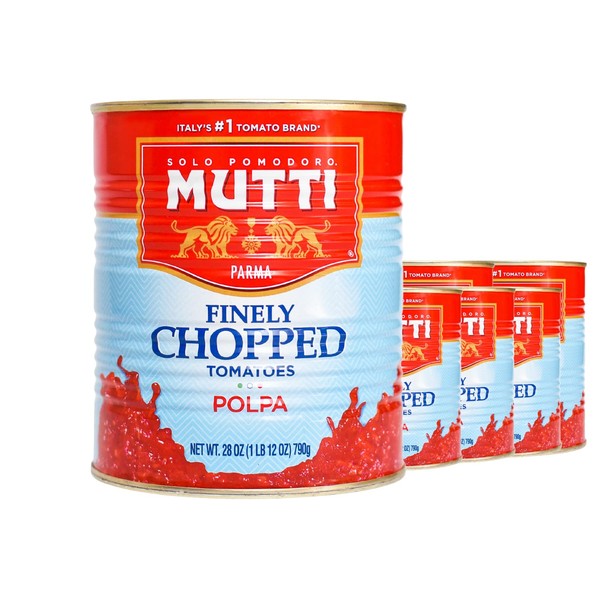 Mutti Crushed Tomatoes (Polpa), 28 oz. | 6 Pack | Italy’s #1 Brand of Tomatoes | Fresh Taste for Cooking | Canned Tomatoes | Vegan Friendly & Gluten Free | No Additives or Preservatives