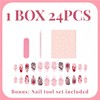 24Pcs White French Tip Halloween Press on Nails Short Almond