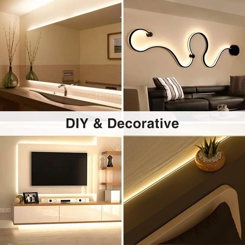 TOPAI 12V Thin 5mm COB LED Strip Waterproof 3000K Warm